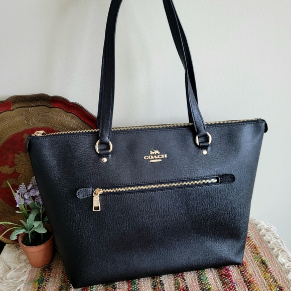 Coach Black Tote with Gold Accents - Picture 1 of 10